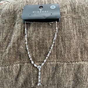 Windsor Silver-Tone Clear Crystal Y Necklace